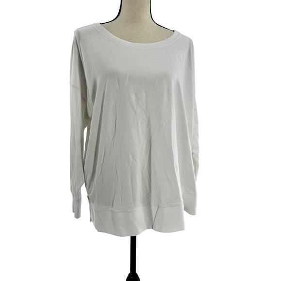 Eileen Fisher Crew Neck Stretch Cotton Top 1X XL White Organic Lagenlook - Picture 1 of 5
